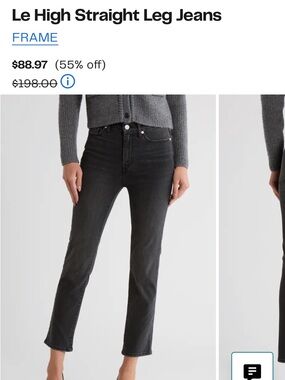 Frame Denim Le High Straight Leg Jeans — Charcoal Black